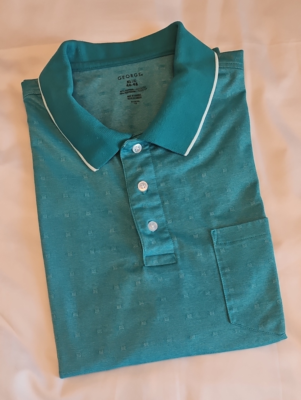 George Teal Polo with White Piping